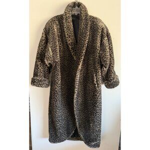 VTG Express L/XL Faux Fur Mob Boss Heavy Full Length Coat -NO BUTTON Approx 50"L